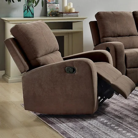 Contemporary Glider Recliner with Vertical Stitching