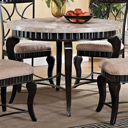 Transitional Round Marble Table with Cabriole Legs