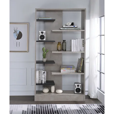 Contemporary Bookshelf with Staggered Shelves