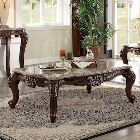 Traditional Coffee Table with Marble Top