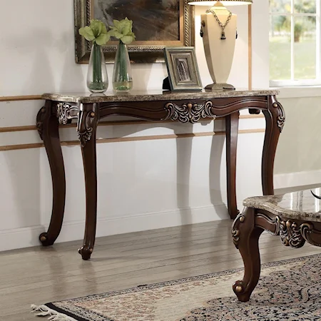 Traditional Sofa Table with Marble Top