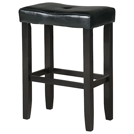 Set of 2 Bar Stools with Faux Leather Cushion