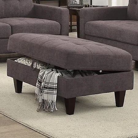 Contemporary Storage Ottoman with Button Tufting