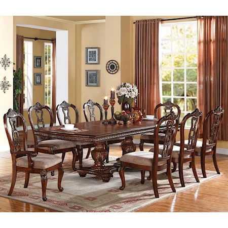 9 Piece Dining Table Set with Dining Side and Arm Chairs