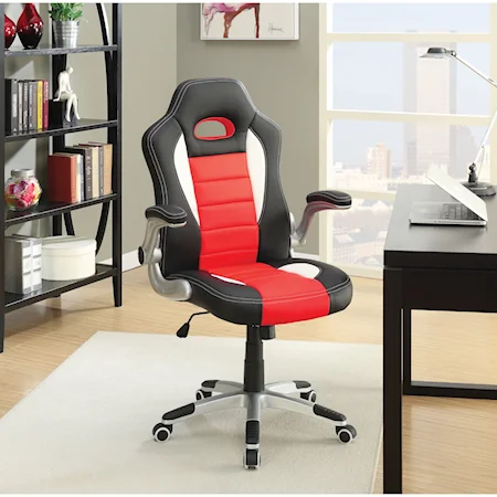 Executive Office Chair in Black and Red Faux Leather