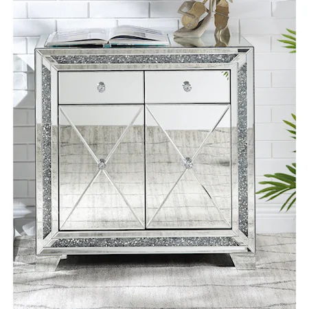 Glam Mirrored Console Table with 2-Drawers