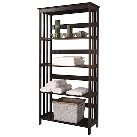 Casual 4-Shelf Rack with Slatted Back and Sides