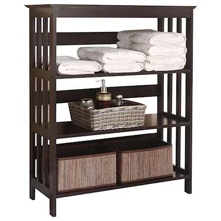 Casual 3-Shelf Rack with Slatted Sides and Back