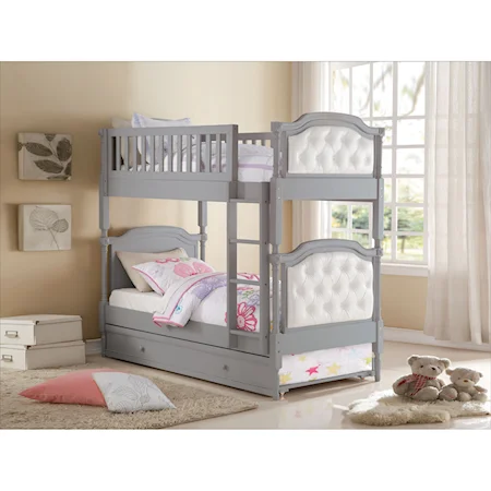 Transitional Twin Bunk Bed with Trundle