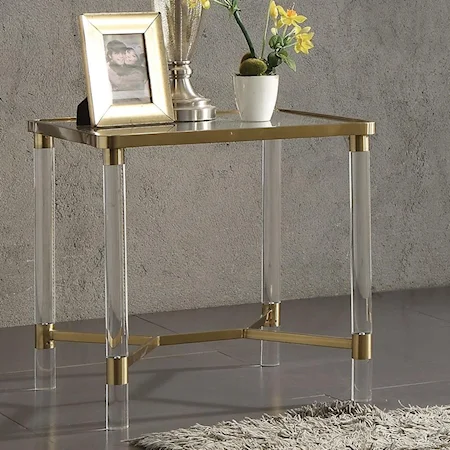 Glam End Table with Gold Accents