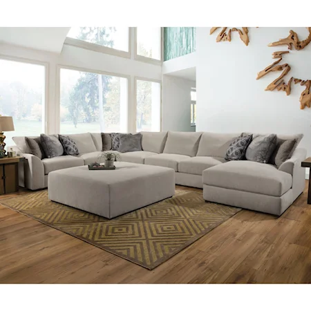 Contemporary U-Shape Sectional with Cocktail Ottoman