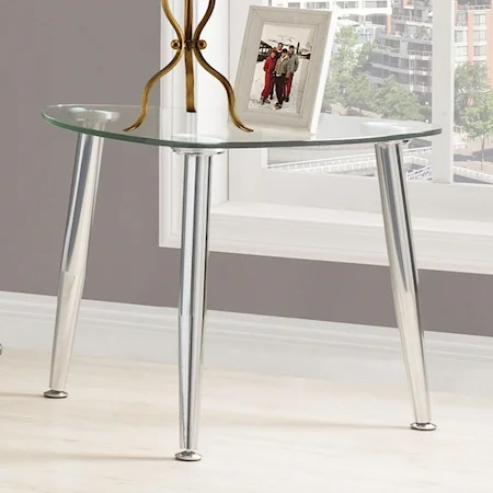 Contemporary End Table with Glass Top