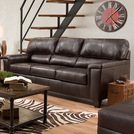 Reclining Sofa in Top Grain Leather Match