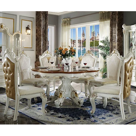 Traditional 7-Piece Dining Set with Round Table