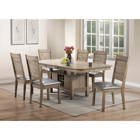 Rustic Dining Set with 6 Side Chairs