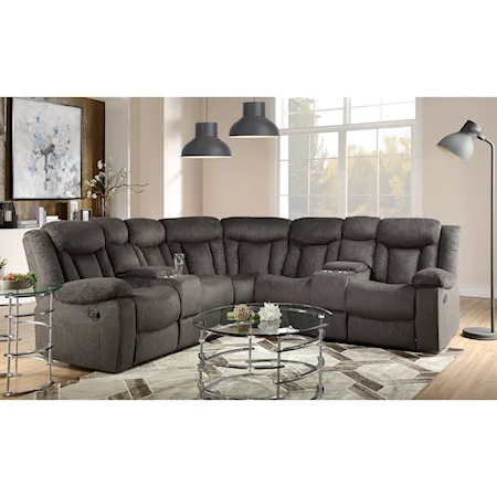 Reclining Sectional Sofa with Cupholders and 2 Consoles