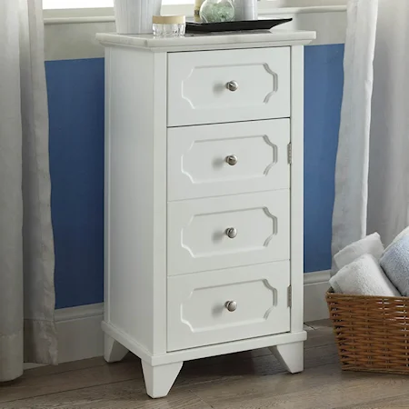 Small 1 Door Accent Cabinet with Marble Top and Faux Drawer Fronts