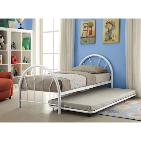 Kids Twin Metal Bed with Trundle