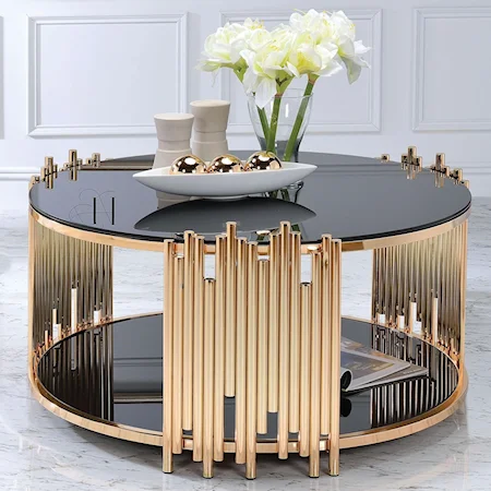 Glam Glass Top Cocktail Table