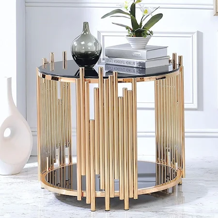 Glam Glass Top End Table