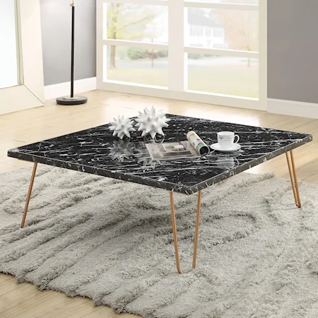 Contemporary Marble-Top Coffee Table