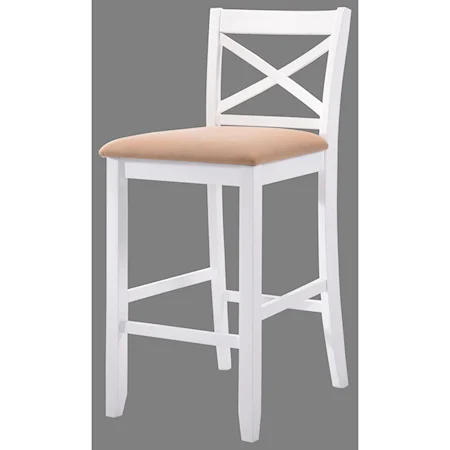 Set of 2 Bar Stools with Upholstered Seat