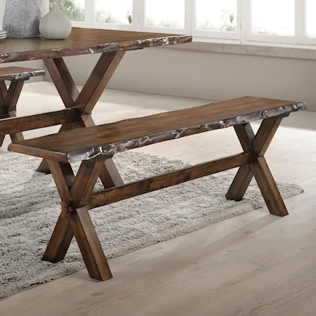 Rustic Dining Bench with Live Edges