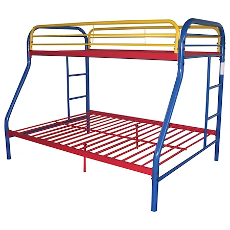 Kid's Twin Over Full Bunk Bed with 2 Ladders