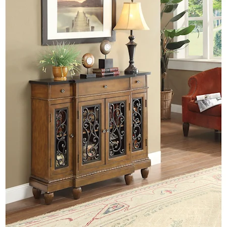 Traditional Console Table with 4 Doors and 3 Drawers