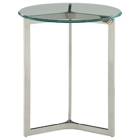 Contemporary End Table with Glass Top