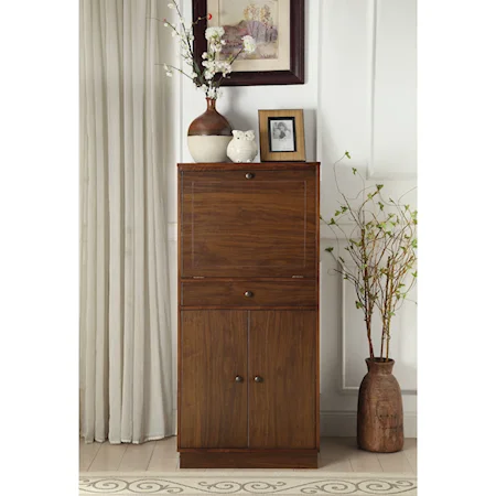 Tall Wine Cabinet with Hidden Bottle Rack and Drop Front Door