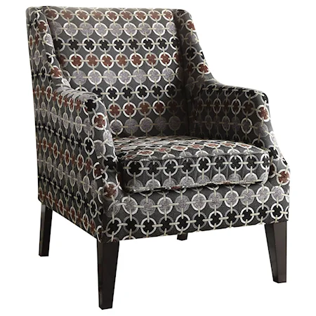 Contemporary Accent Chair with Sloped Track Arms