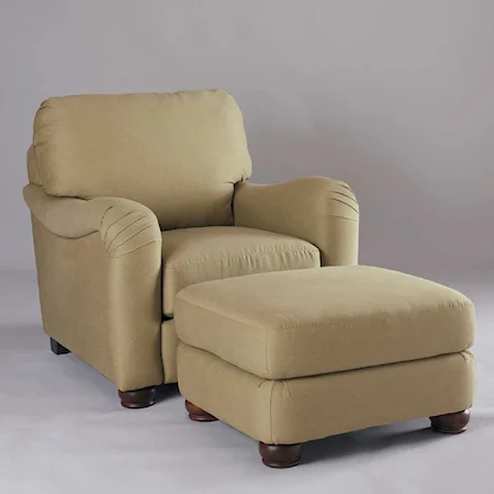 Upholstered Chair and Square Ottoman