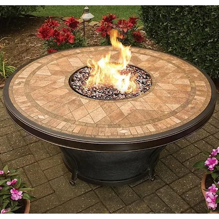 Fire Pit with Geometric Granite Top