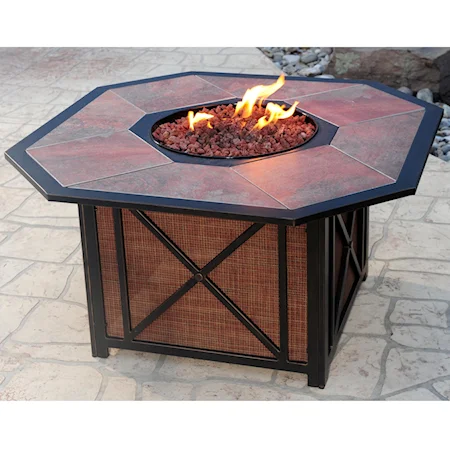 Aluminum Gas Fire Pit with Inlaid Porcelain Tile Top