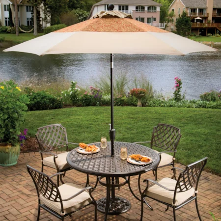 agio patio umbrella 46" x 31" Slat Top Coffee Table by Agio | Aluminum Occasional and repels water Umbrella Sale Agio Mckenzy Double
