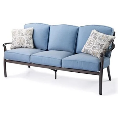 Transitional Outdoor Sofa with Back and Seat Cushions