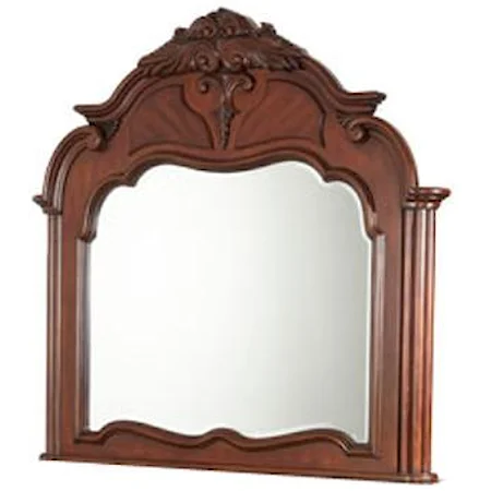Grand Dresser Mirror with Hightly Ornate Carved Wood Frame