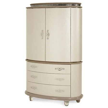 2 Door Chest with Curved Front & Jewelry Storage