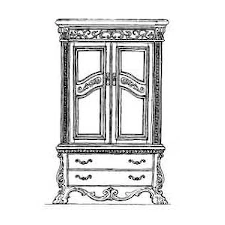 Amaretto Finish Carved Scrollwork Armoire