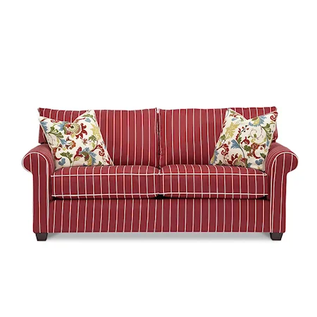 Two Cushion Stationary Sofa With Accent Pillows