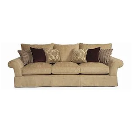 Three Seat Sofa with Six Throw Pillows