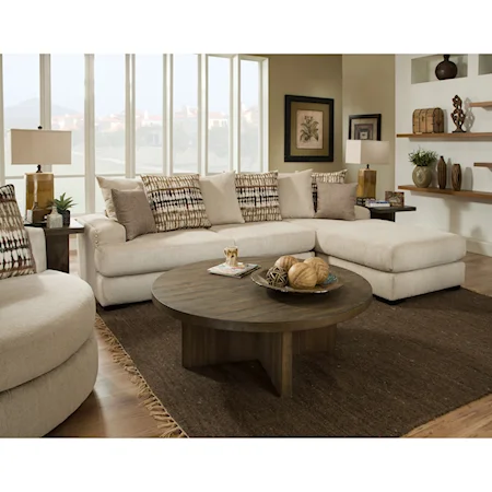 Casual Sectional Sofa with Chaise and Nailhead Trim