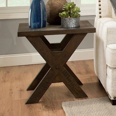 Square End Table with X-Shaped Base