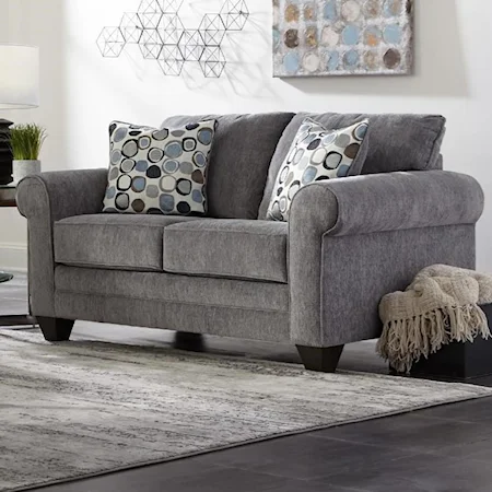 Casual Loveseat with Rolled Arms