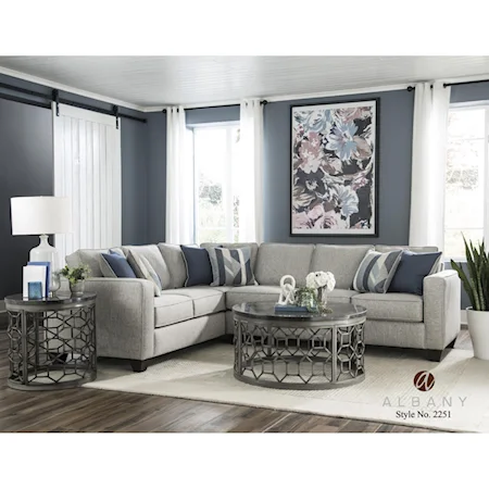 Transitional Sectional Sofa with Track Arms