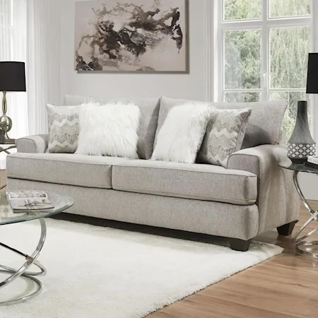 Transitional Loveseat with Wide Track Arms