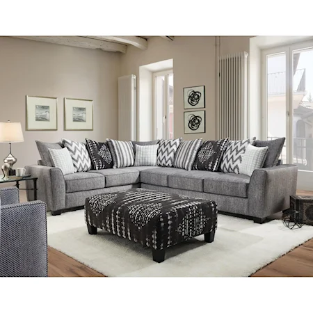 Contemporary Sectional Sofa Sleeper with Slightly Flared Track Arms