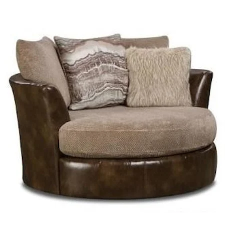 Casual Upholstered Swivel Chair with Flared Arms