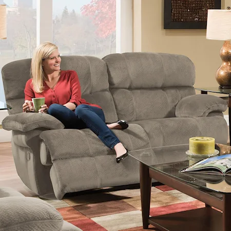 Casual Power Reclining Loveseat with Pillow Top Arms